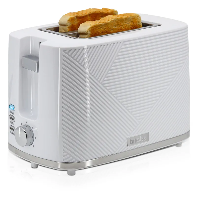 Briebe TA1169WHT Elegance Tostadora Pan Ranura Ancha, Tostador 2 Rebanadas 7 Niveles Tostado, Calientapanecillos, 870, Blanco - Electrodomésticos