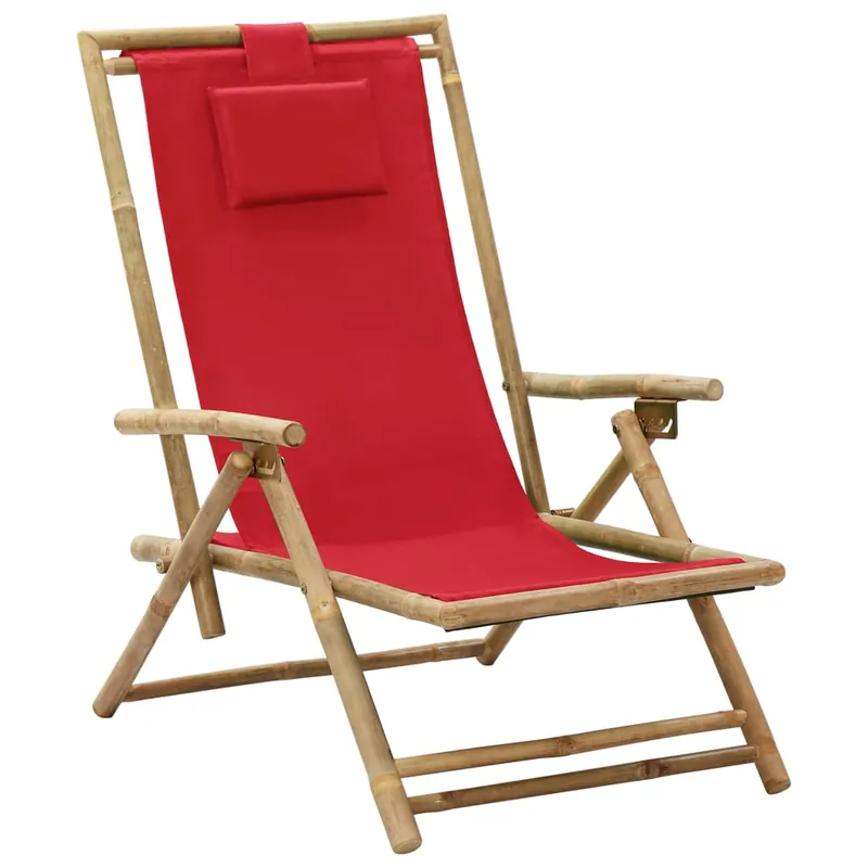 vidaXL Silla de relax reclinable de bambú y tela azul marino - Jardín