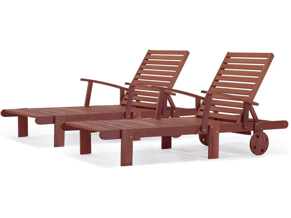 Tumbona plegable de madera «Tokio» - Caoba - Acajú marrón - Lote de 2