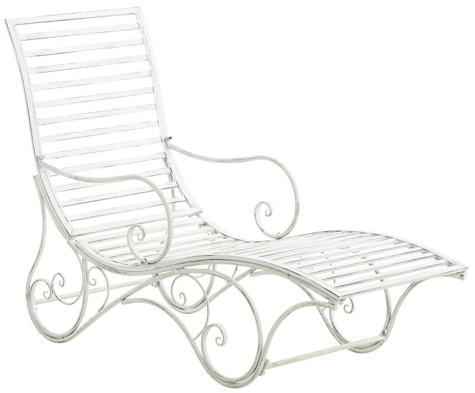Tumbona de jardín Amiens Metal Blanco antiguo 140X58X101 cm
