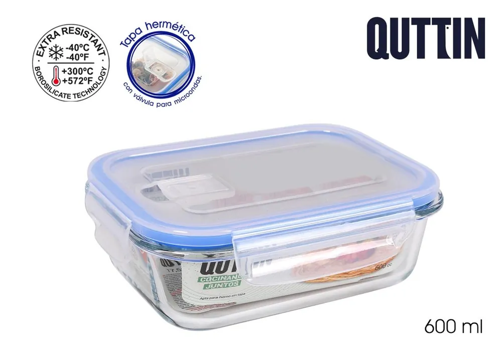 Tupper QUTTIN 20,5x15,3cm vidrio transparente - Cocina