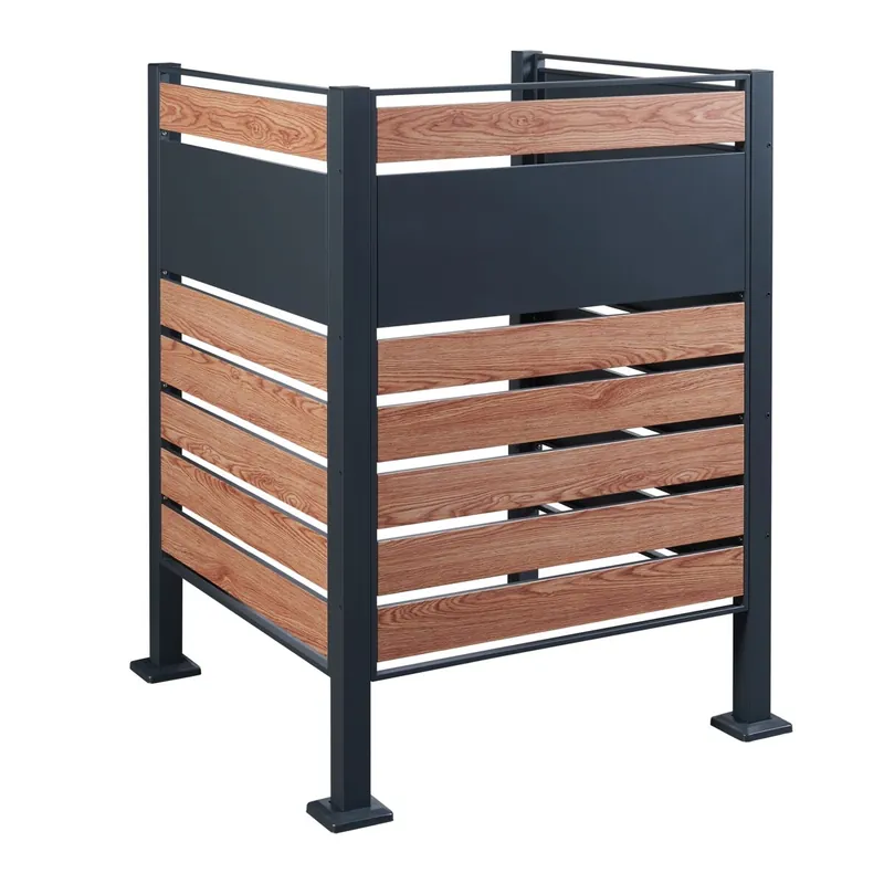 Valla de ocultación Uusikaupunki acero 120x91x91cm - Antracita/Madera [en.casa]
