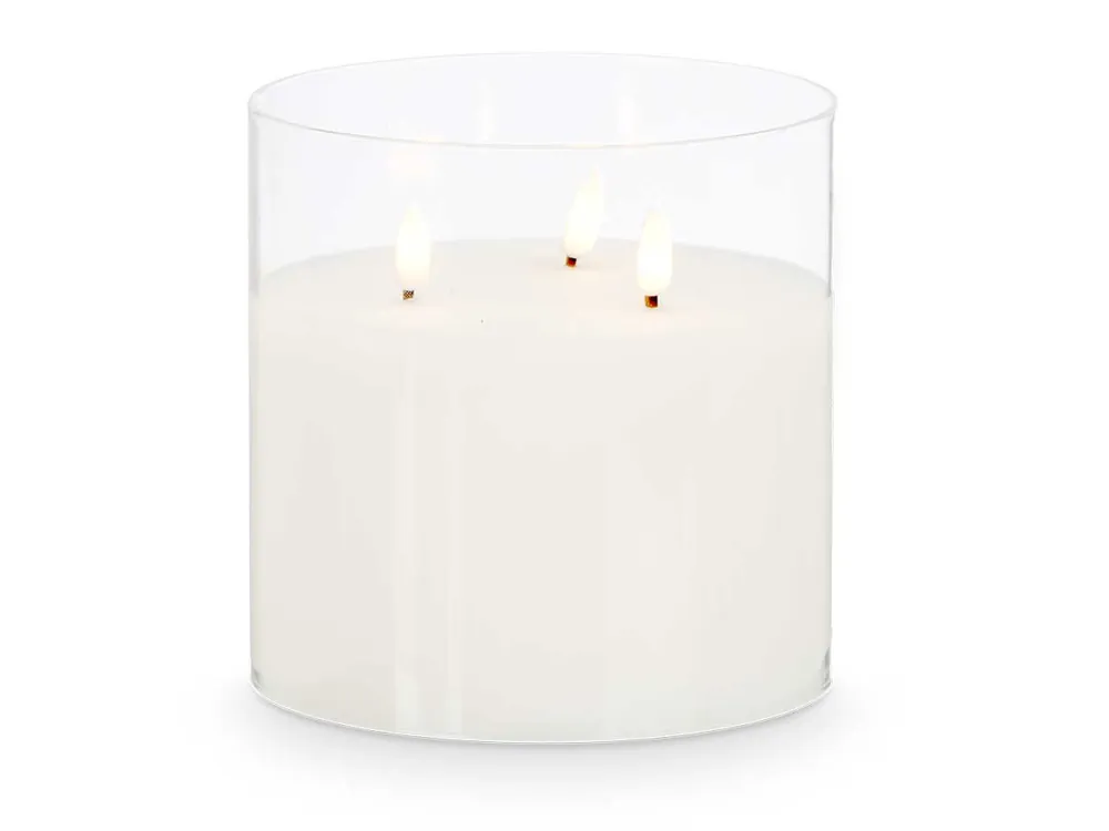 Vela LED 3 luces vaso cristal 15cm - Decoración