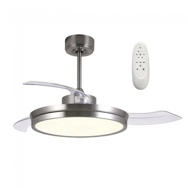 Ventilador LED con aspas plegables Brando Níquel CCT 48W marca Wonderlamp - Electrodomésticos