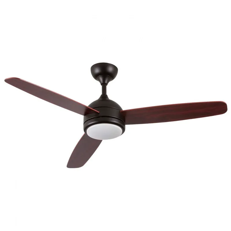 Ventilador de Techo con Luz 3 Aspas 56W 6 Velocidades Vermont Madera Oscura Thinia Home - Electrodomésticos