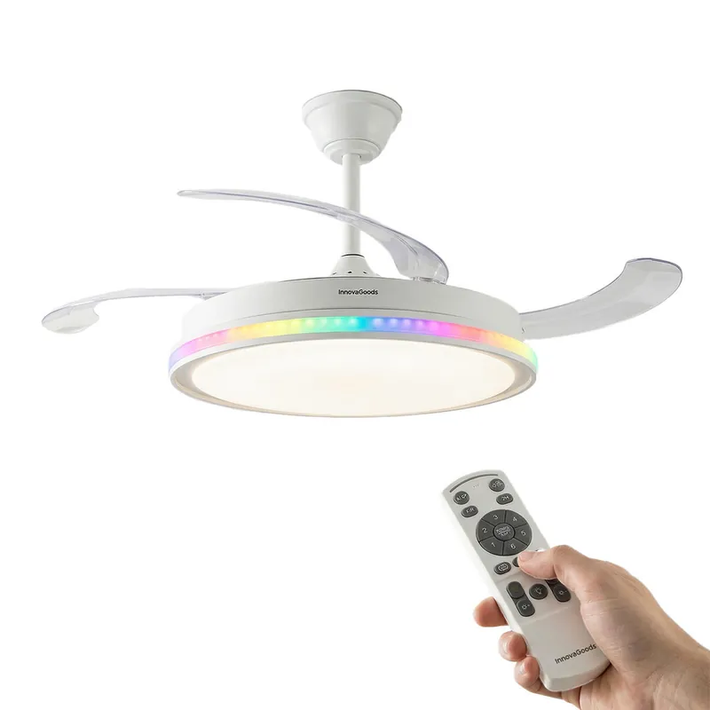 Ventilador de Techo con LED RGB y Mando a Distancia InnovaGoods - Electrodomésticos