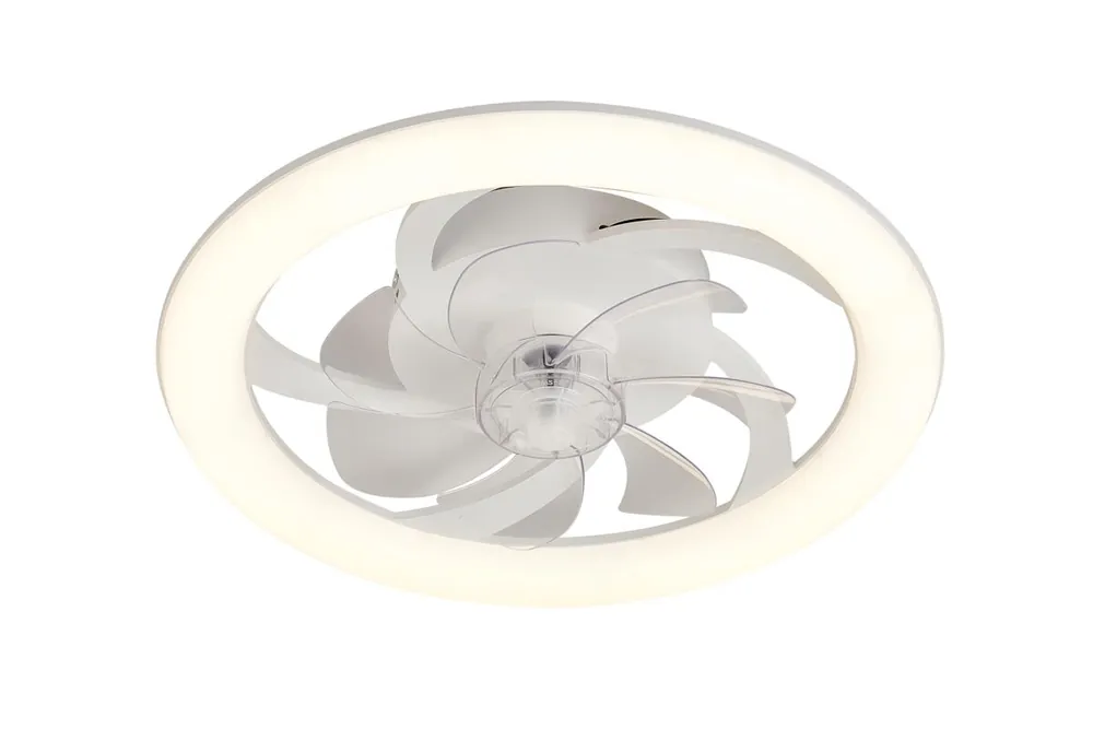 DUPI Ventilador de Techo con Luz LED TURBO AIR | Motor DC Silencioso 15W | 6 Velocidades | Control Remoto y App | Luz Regulable 3000K-6500K | Modo Invierno/Verano | PVC | Blanco