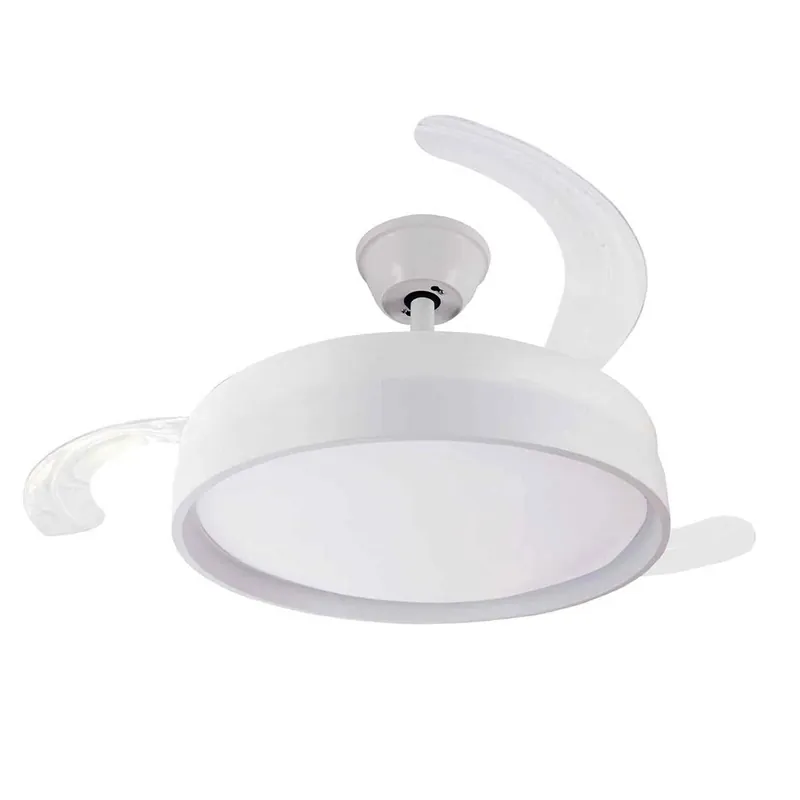 Ventilador de techo con 3 aspas retráctiles Klack OMFSD-2327, Mando a distáncia, Lud Led 70W, Motor DC 30W