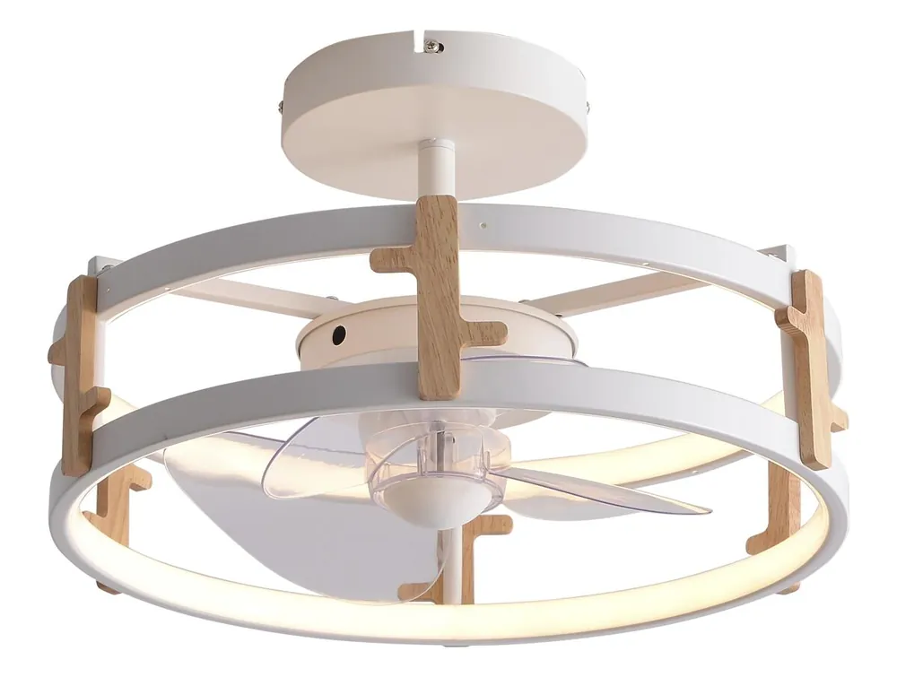 Ventilador de techo Lampara LED con detalles acabado madera. Control con Mando distancia o traves de App por Bluetooth. Tres tipos de luz LED: Fria. Natural o Calida. Graduacion niveles intensidad de luz Luz: 42W. Ventilador: 13W Temporizador. Ventilador - Electrodomésticos