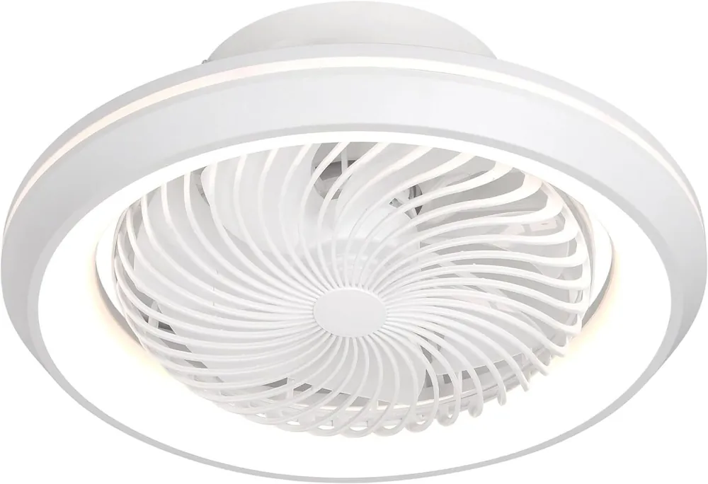 Ventilador Plafón de techo con Luz Led GIRATORIO, función oscilante 360º. 6 Velocidades, color de luz regulable. Mando a distancia. (Blanco) - Electrodomésticos