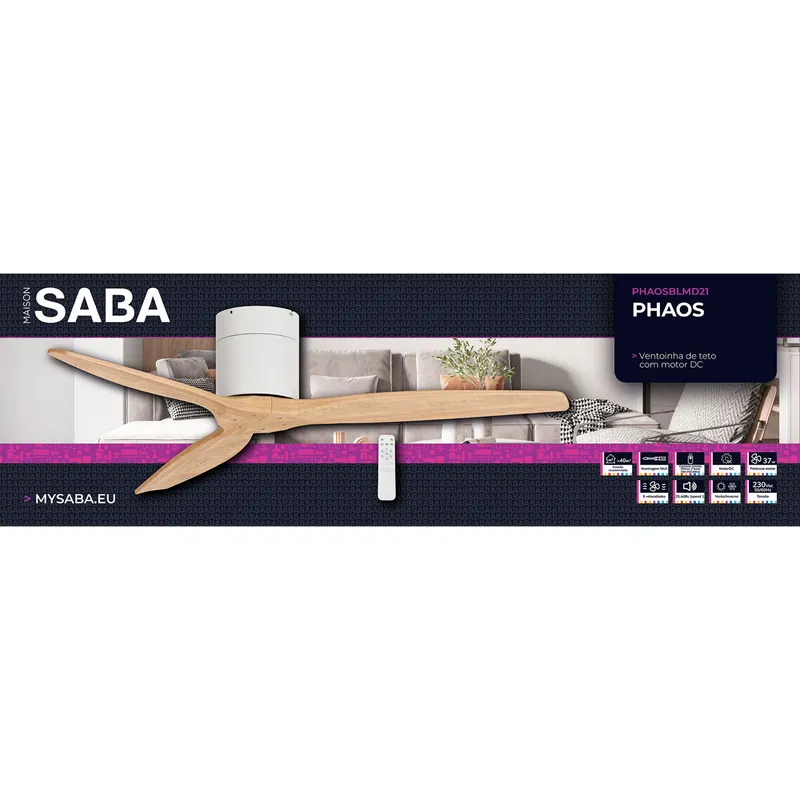 Ventilador techo PHAOS aspas sin luz motor DC - Electrodomésticos