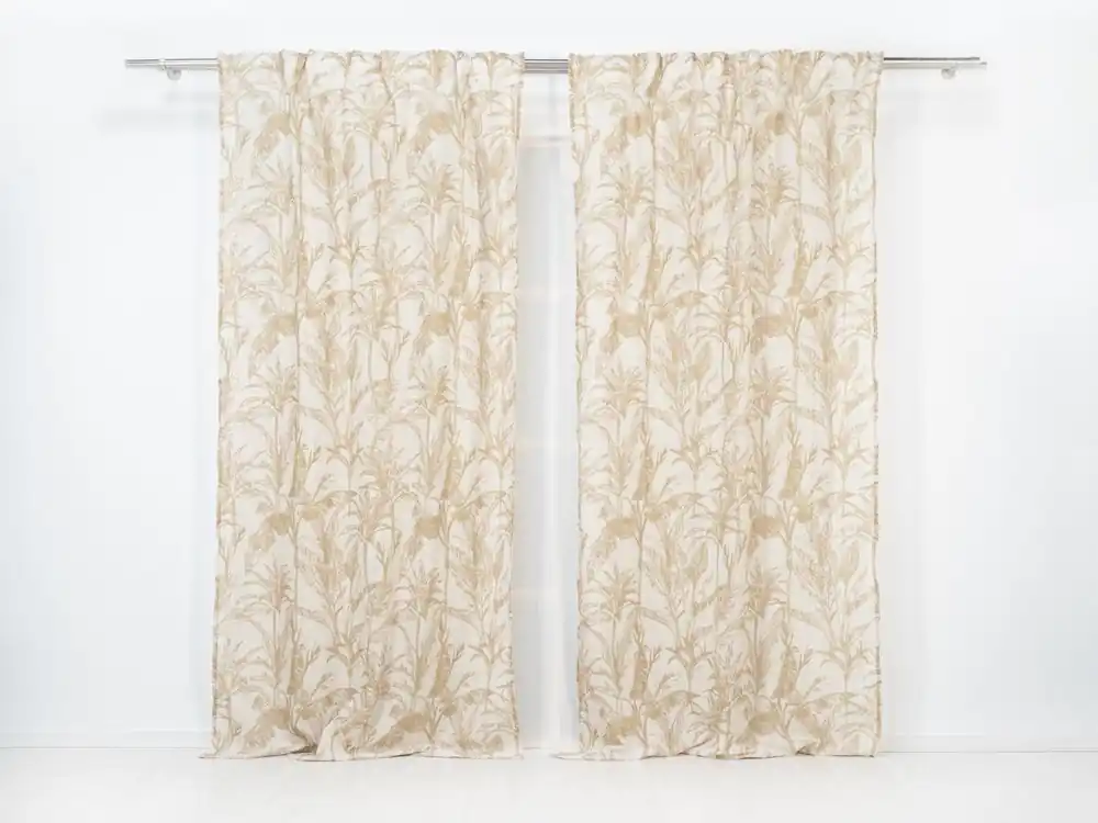 Visillo translúcido Monstera con motivo tropical Monstera - Beige - 140x260