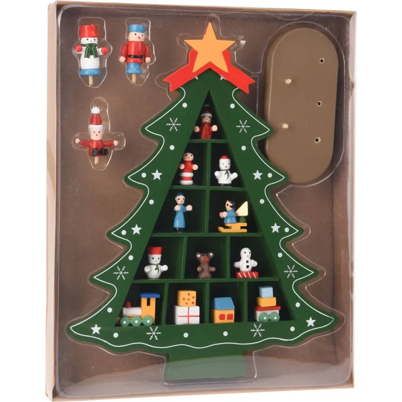 Well Home Árbol de madera con Decoración Colgante en color Verde H. 30,5cm