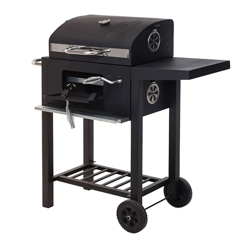 WELL HOME - Barbacoa de carbón con doble parrilla y mesa auxiliar