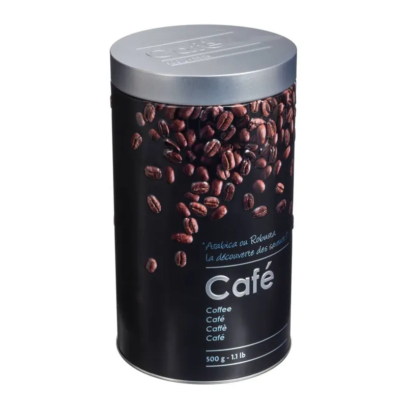 Well Home Bote para café de metal en relieve Black Edition - Cocina