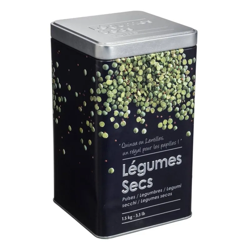 Well Home Bote para legumbres de metal en relieve Black Edition - Cocina