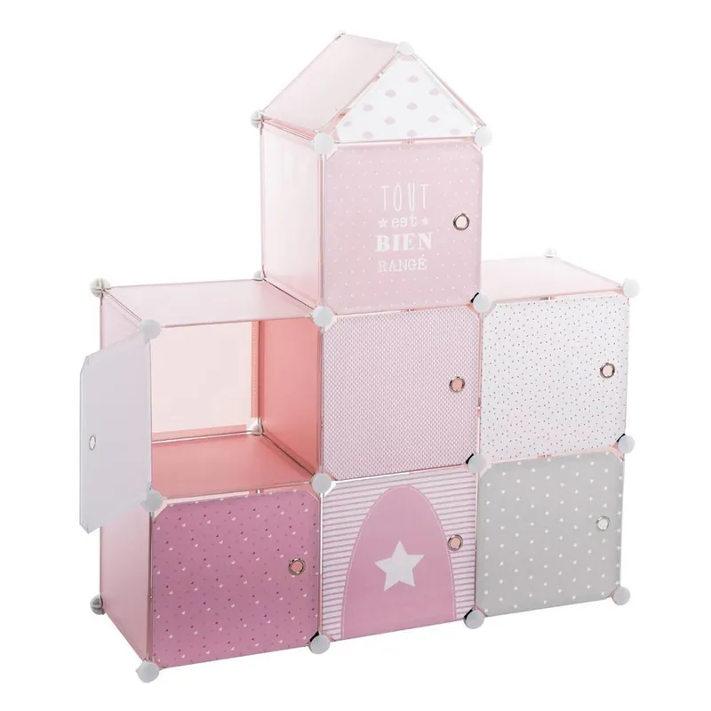 WELL HOME - Castillo de Columna de almacenamiento estantería rosa 95,5x32x109cm