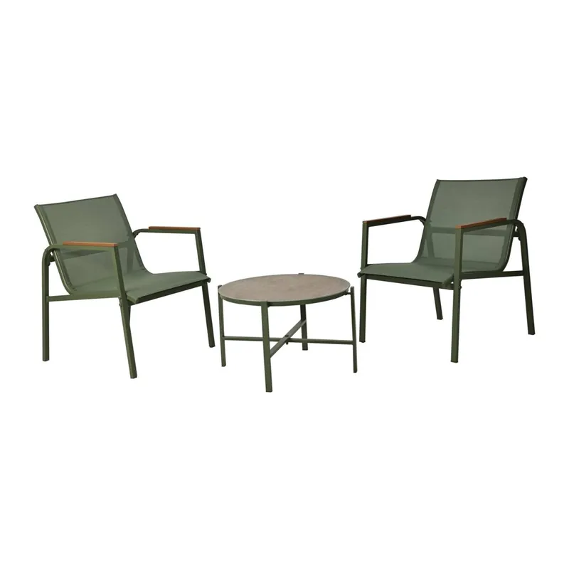 Well Home Conjunto de Muebles de Jardín de 3 piezas color Verde de diseño en acero galvanizado