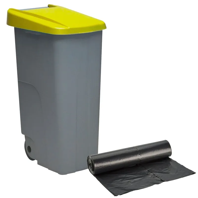 WELL HOME Contenedor Cerrado 110L Verde H.88cm+10 bolsas de basura 120L - Baño