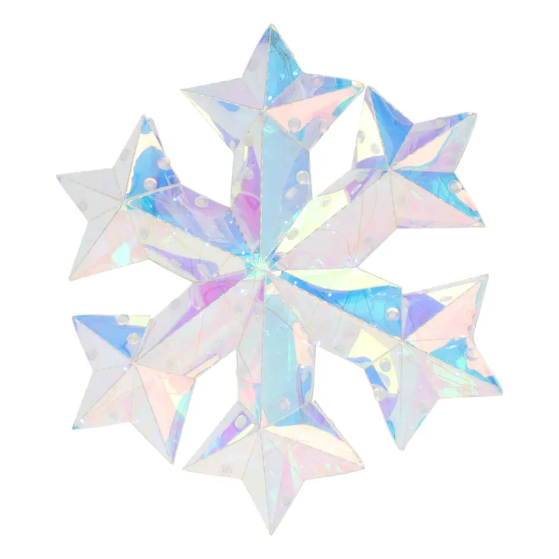 Well Home Copo de Nieve Luminoso con 30 Luces LED Frios color Arco iris 27x27x5cm - Decoración