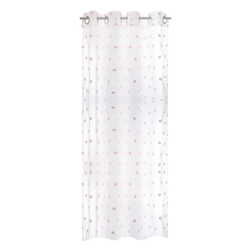WELL HOME - Cortina infantil Pompones blanca y rosa