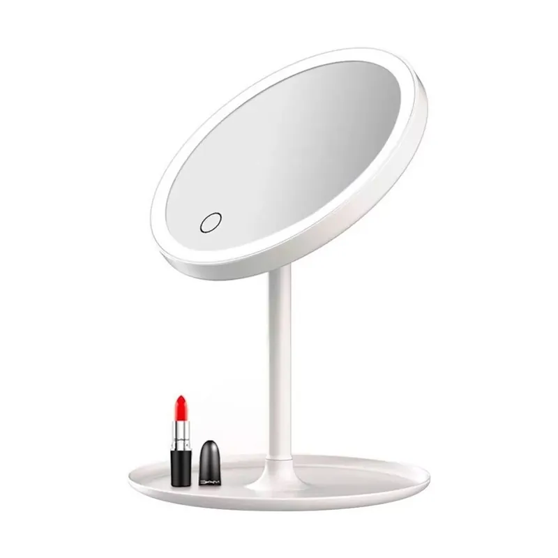 Well Home Espejo con Luces LED recargables y ajustables y carga USB Ø18,5x27cm - Baño