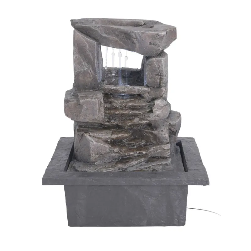 Well Home Fuente de Agua con diseño de 2 piedras y luces LED 22x19x28cm - Jardín