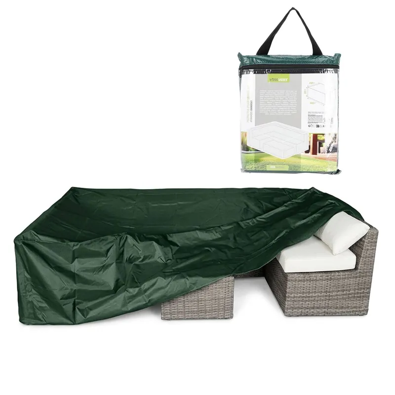 Well Home Funda para loungeset 300x200x80cm color verde oscuro, 100gsm, con cremallera - Jardín