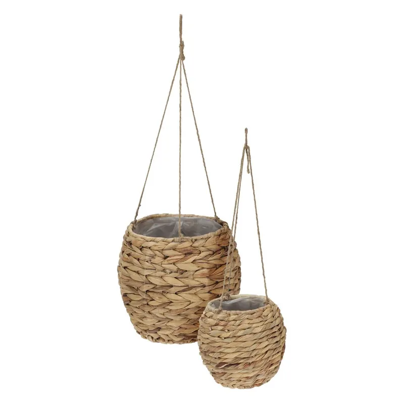 WELL HOME - Juego de 2 cestas maceteros de fibra natural Ø17Ø24cm