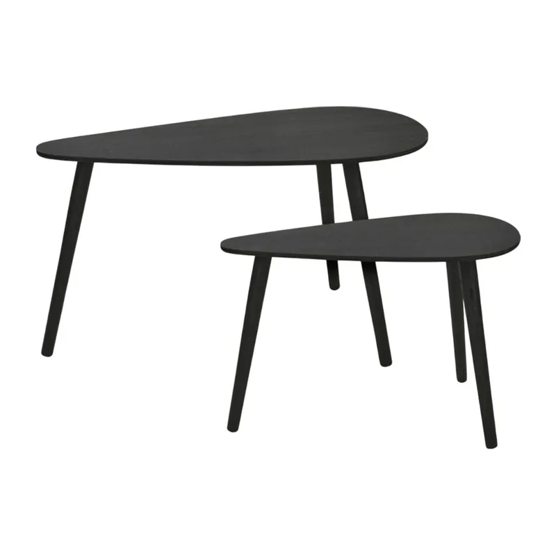 Well Home Juego de 2 Mesas Auxiliares en Forma de Gota, Elegantes y Funcionales Color Negro - Muebles