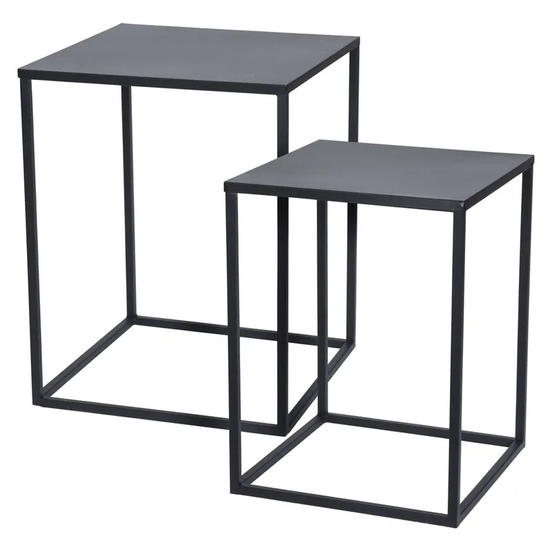 Well Home Juego de 2 mesas formato cuadrado en metal 35x35x45cm - Muebles