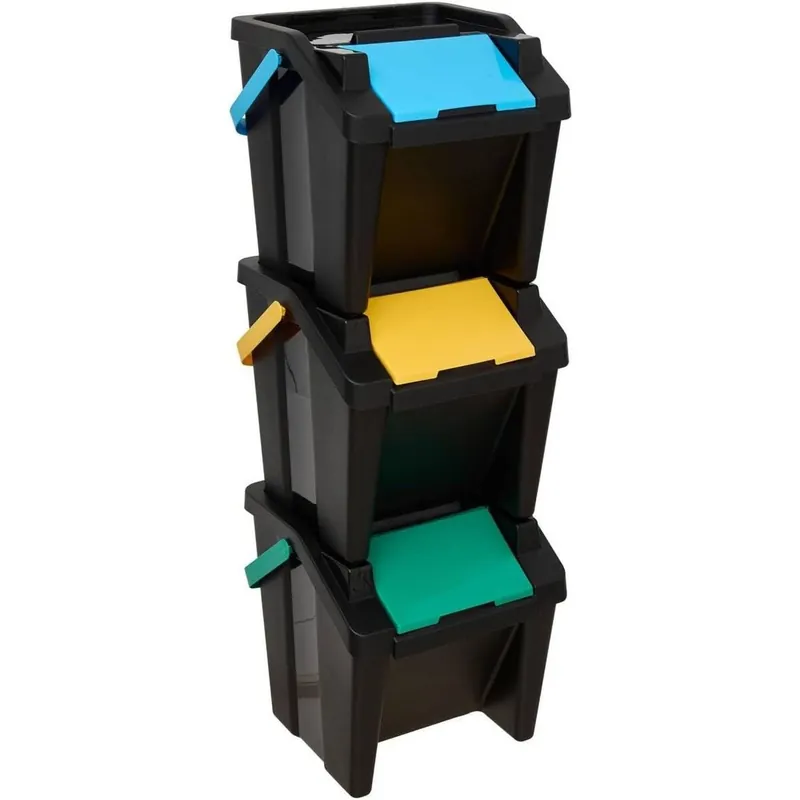 Well Home Juego de 3 cubos de reciclaje 30 l plástico - Baño