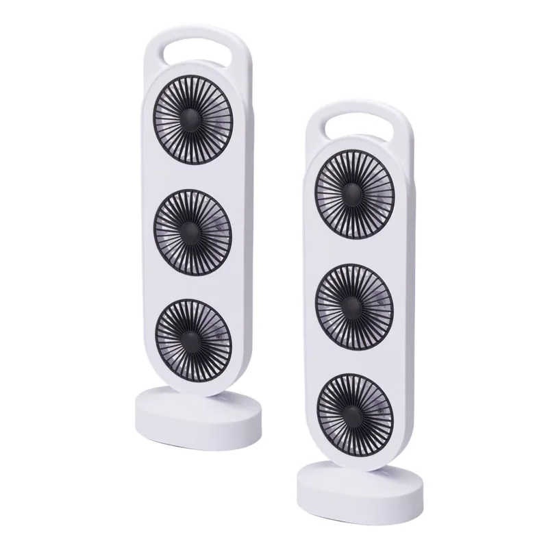 Well Home Juego de 2 Ventiladores USB, 3W, 3 velocidades, batería 1200mAh, blanco - Electrodomésticos