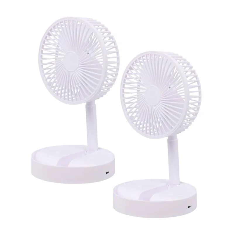 Well Home Juego de 2 Ventiladores USB plegable, Ø16,5cm, 3 velocidades, batería 1200mAh, blanco - Electrodomésticos