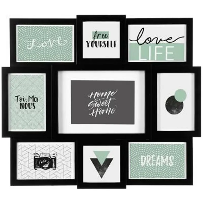 WELL HOME - Marco decorativo para pared - 9 fotos color negro