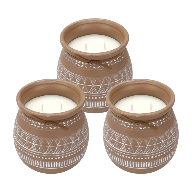 WELL HOME - Pack 3 Velas aromática envase de cemento