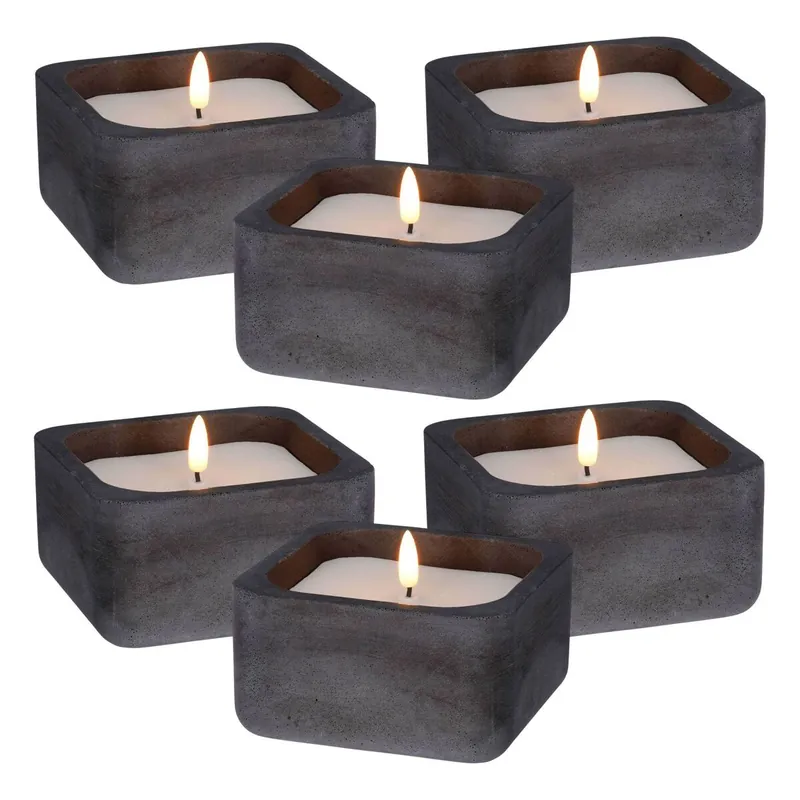 WELL HOME - Pack 6 Velas LED cuadrada negro