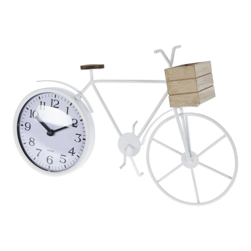Well Home Reloj de sobremesa de metal con diseño de bicicleta 33,5x8x23,5cm - Decoración