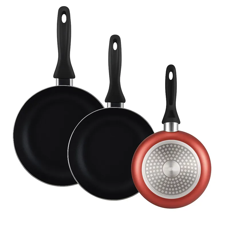 Well Home Set de 3 Sartenes Ø16Ø20Ø24cm de Aluminio prensado en Cobre metalizado - Cocina