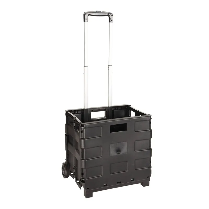 WellHome - Trolley de aluminio con caja plegable Negro
