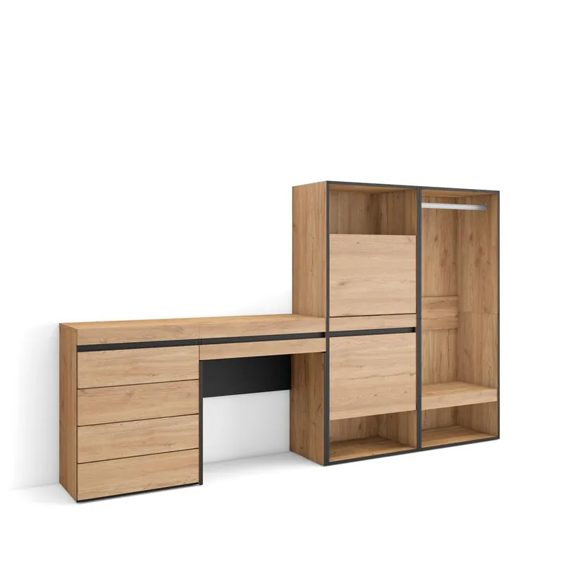 Zapatero, Armario zapatos botas, 247x35x145cm, Dormitorio, habitación, Vestidor abierto, Cómoda, Cajonera, Tocador, Estilo Moderno, Cemento - Muebles
