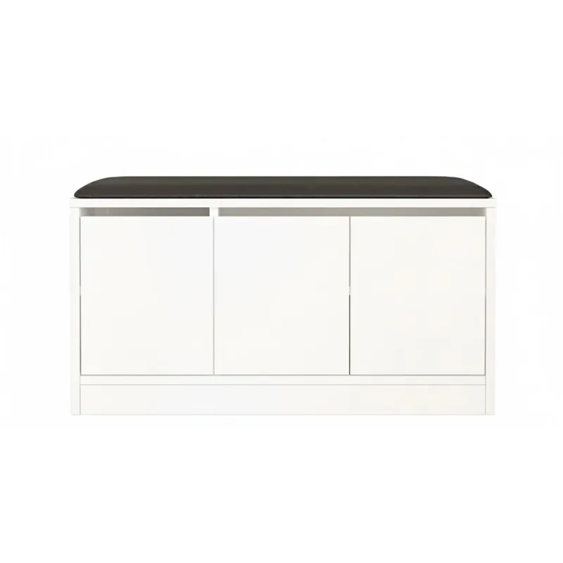 Zapatero Alarcón 4 compartimentos y banco blanco 89,6x35,5x45,8 cm - Muebles