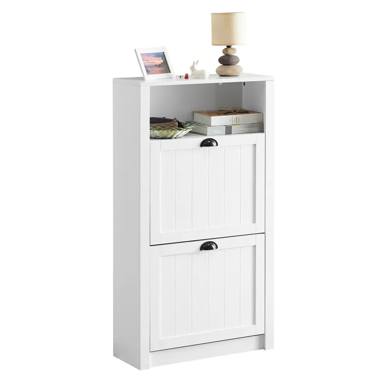 Zapatero con 2 Puertas Abatibles Zapatero Estrecho Organizador para Zapatos Blanco 60 x 24 x 110 cm FSR87-K-W SoBuy