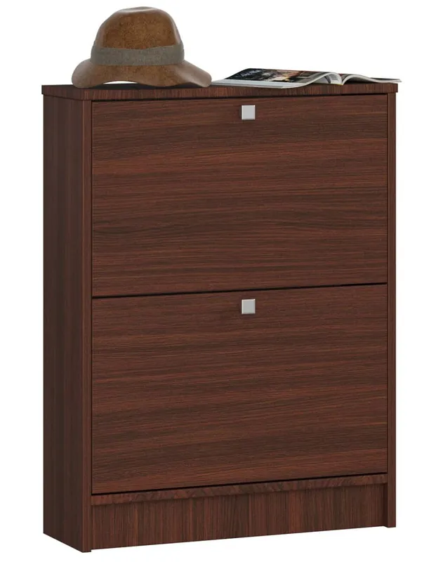 Zapatero con 2 compartimentos AKORD Wenge 60 cm 2 puertas basculantes frente en color Wenge 60x20x80 cm - Muebles