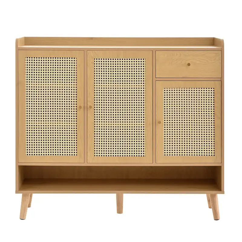 Zapatero de panel de partículas con 3 puertas,natural - Muebles