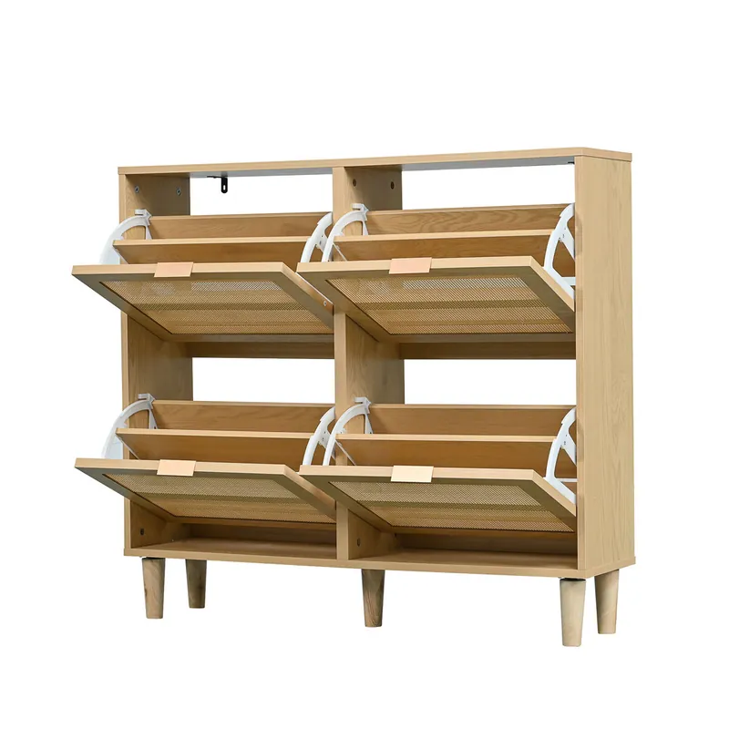 Zapatero de panel de partículas con 4 trampones,natural - Muebles