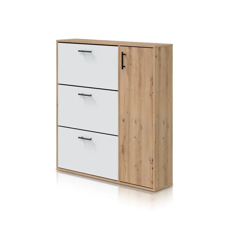 Zapatero Leia Blanco Artik (Blanco Mate) - Roble Nodi 105 x 112 x 24 cm