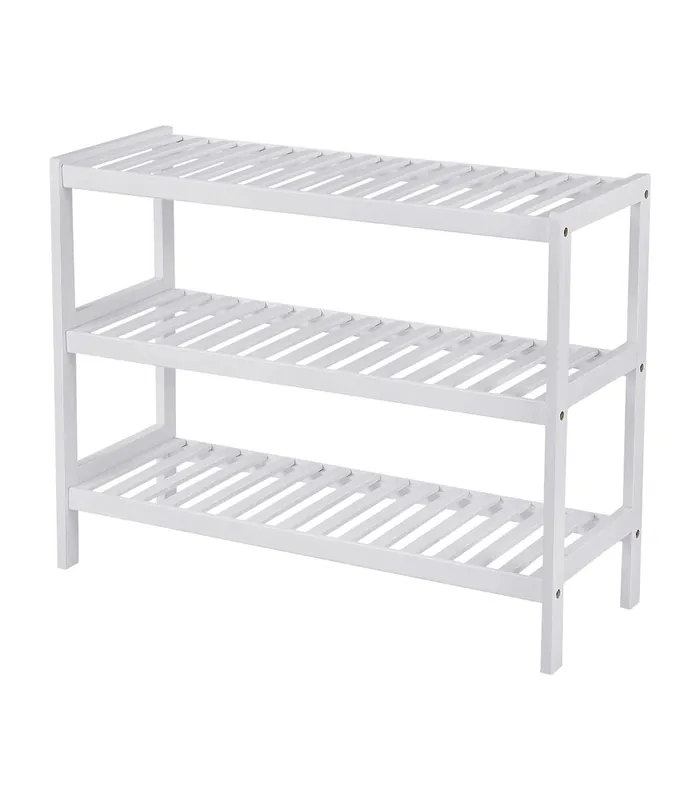 Zapatero 3 niveles de Bambú blanco - L70 cm
