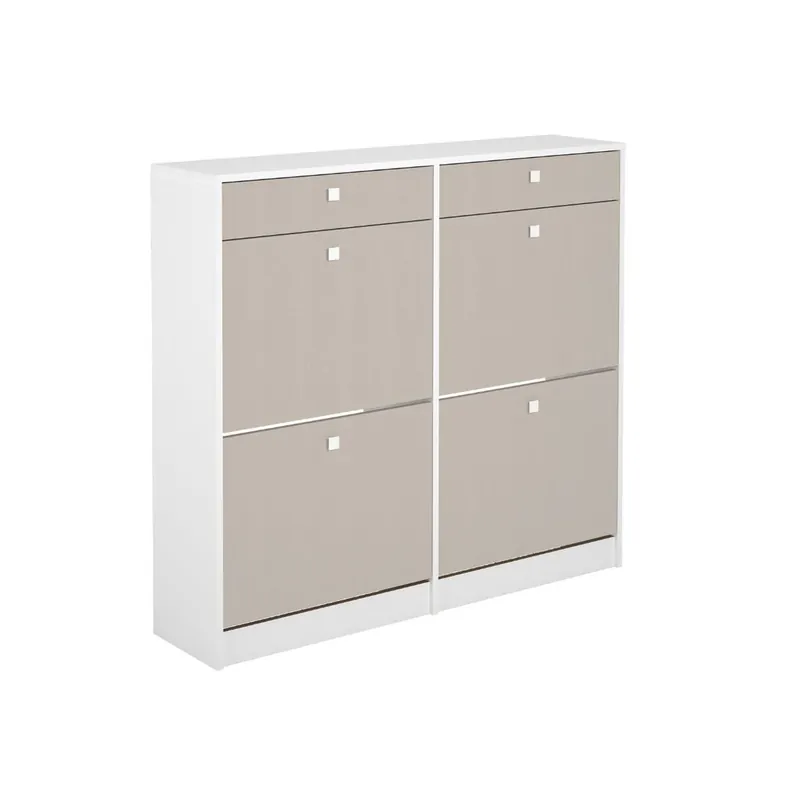 Zapatero Sirena 4 puertas con 2 cajones blanco/gris 104,3x116,8x27 cm - Muebles