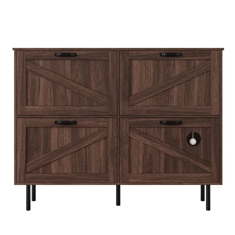 Zapatero estrecho 3 puertas - Estante para juguetes de mascotas, estante para zapatos, para pasillo - Nogal natural